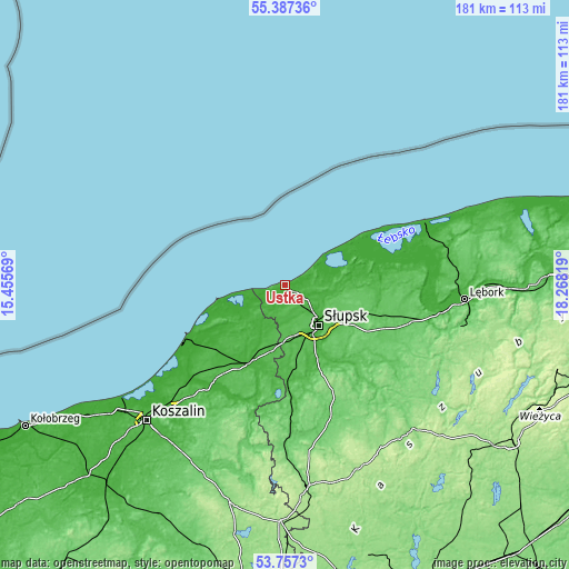 Topographic map of Ustka