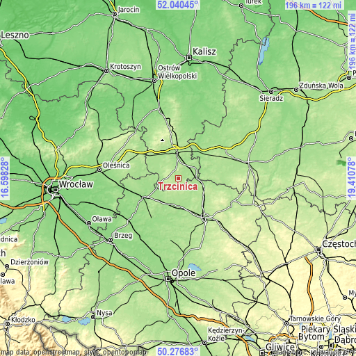 Topographic map of Trzcinica