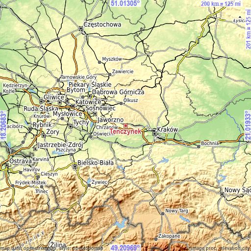 Topographic map of Tenczynek