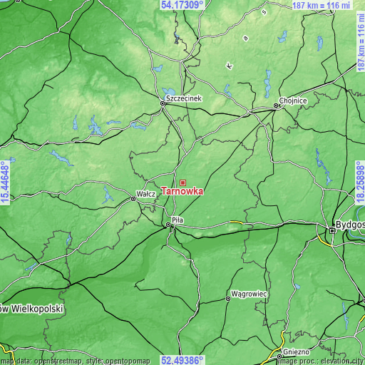 Topographic map of Tarnówka