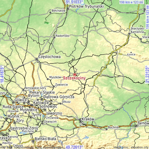 Topographic map of Szczekociny