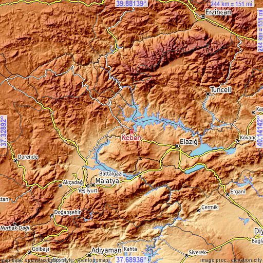 Topographic map of Keban