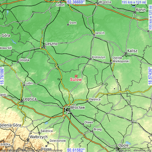 Topographic map of Sułów