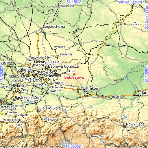 Topographic map of Sułoszowa