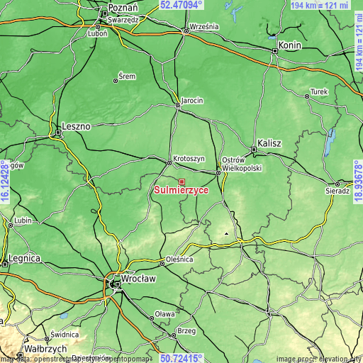 Topographic map of Sulmierzyce