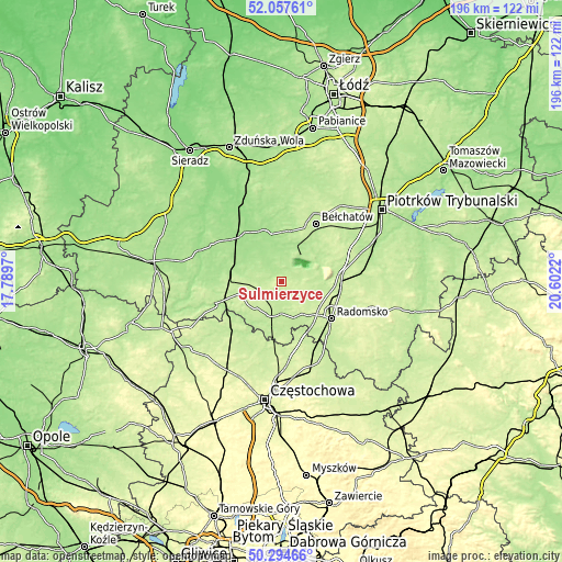 Topographic map of Sulmierzyce