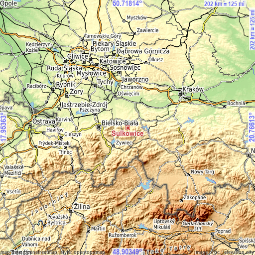 Topographic map of Sułkowice