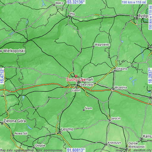 Topographic map of Suchy Las