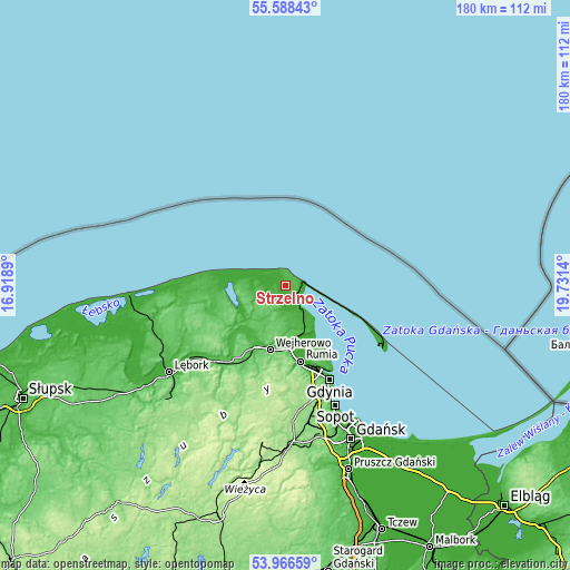 Topographic map of Strzelno