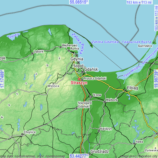 Topographic map of Straszyn