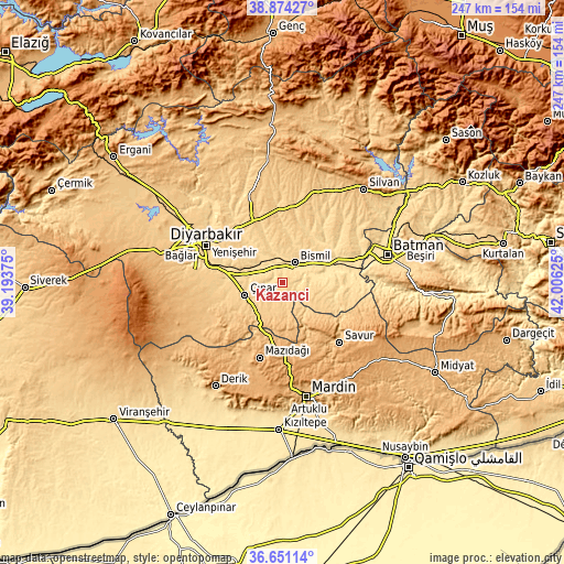 Topographic map of Kazancı