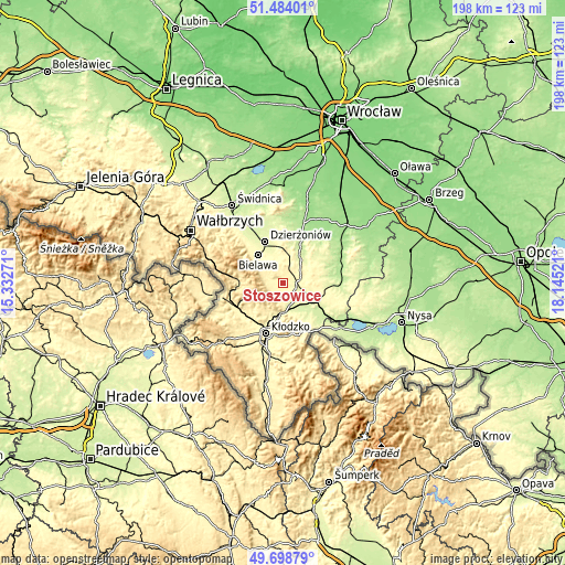 Topographic map of Stoszowice