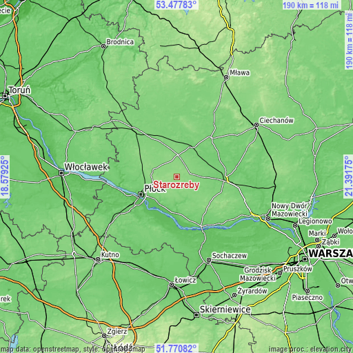 Topographic map of Staroźreby