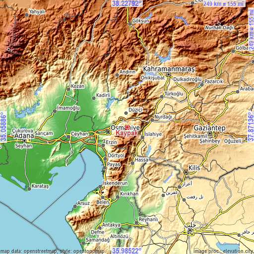 Topographic map of Kaypak