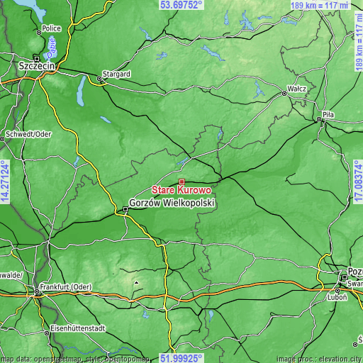 Topographic map of Stare Kurowo