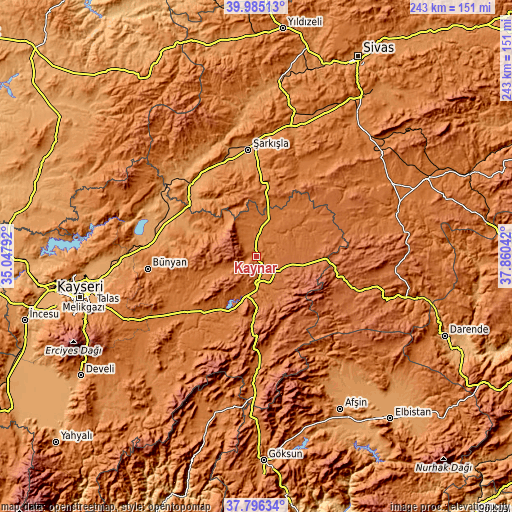 Topographic map of Kaynar