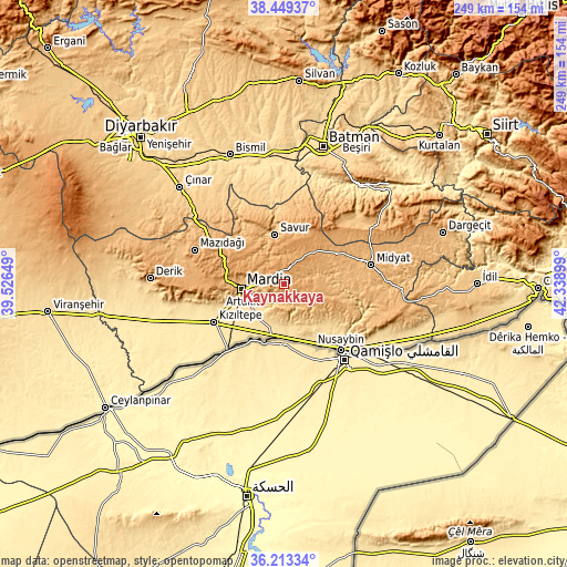 Topographic map of Kaynakkaya