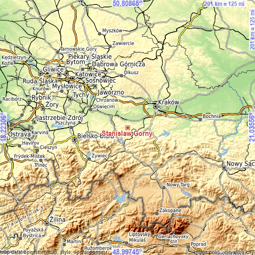 Topographic map of Stanisław Górny