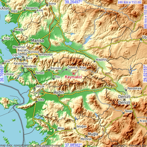 Topographic map of Kaymakçı