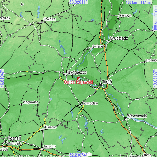 Topographic map of Solec Kujawski