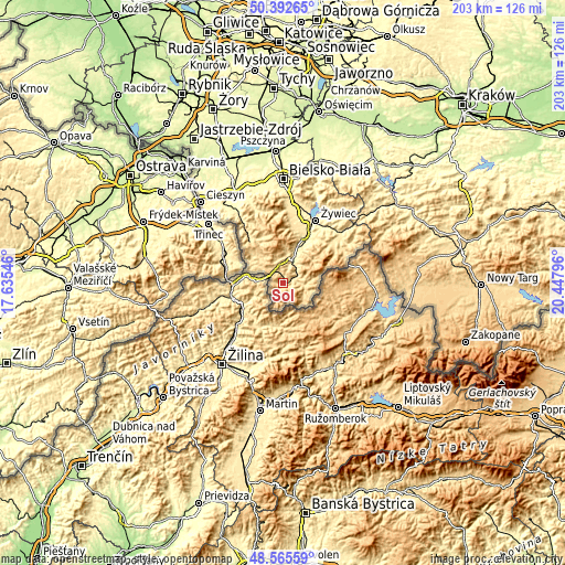 Topographic map of Sól