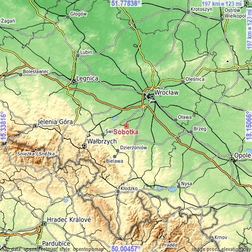 Topographic map of Sobótka