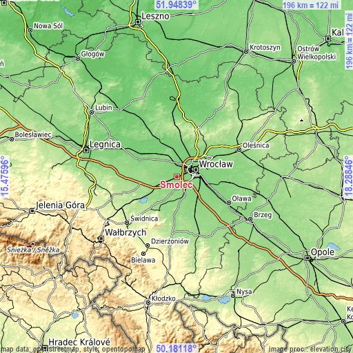 Topographic map of Smolec