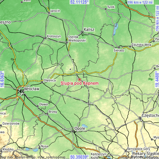 Topographic map of Słupia pod Kępnem