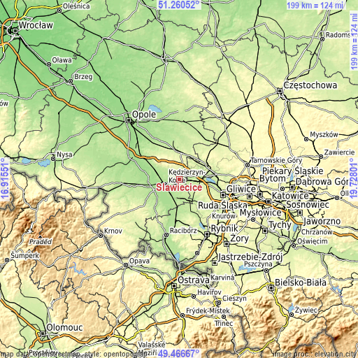 Topographic map of Sławięcice