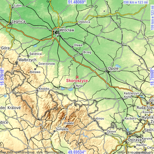 Topographic map of Skoroszyce