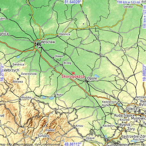 Topographic map of Skorogoszcz