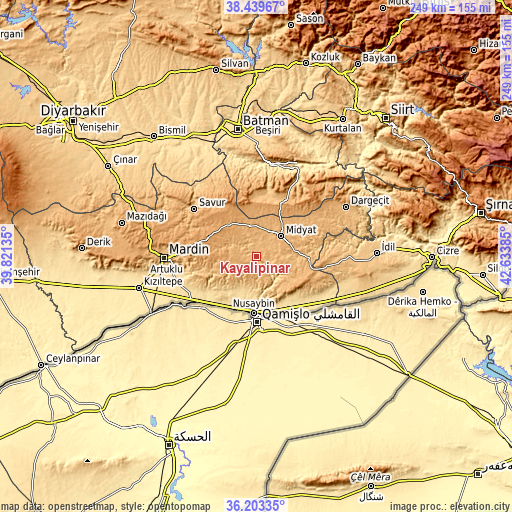 Topographic map of Kayalıpınar