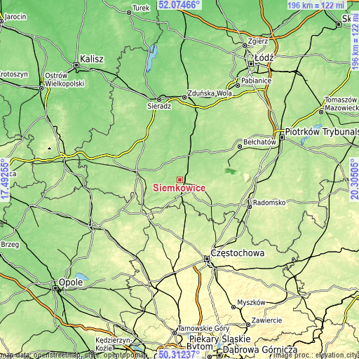 Topographic map of Siemkowice