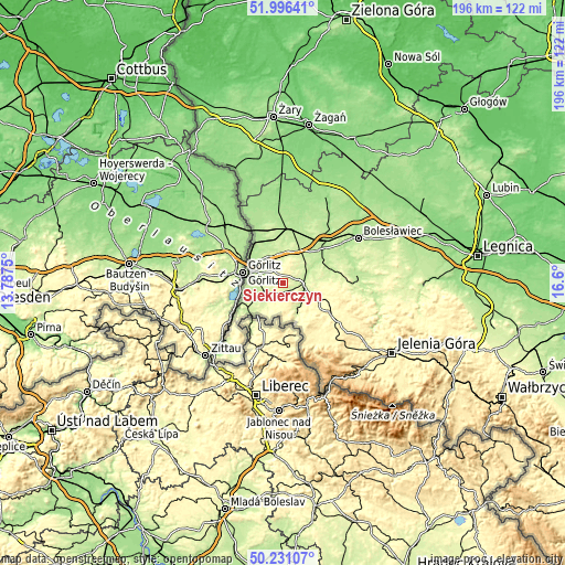 Topographic map of Siekierczyn