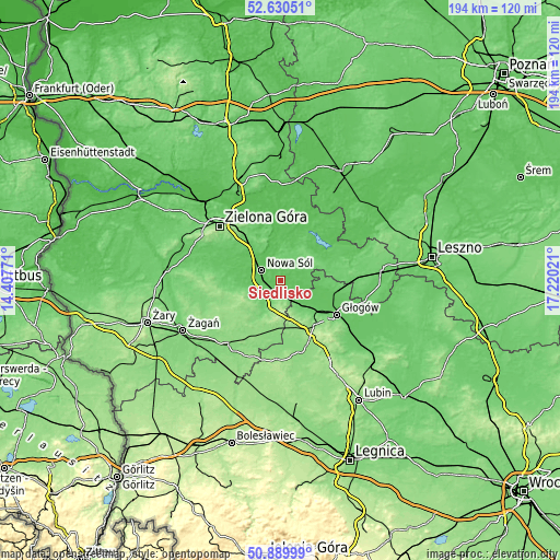 Topographic map of Siedlisko