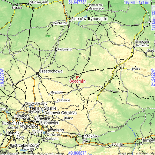 Topographic map of Secemin