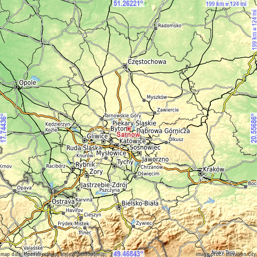 Topographic map of Sarnów