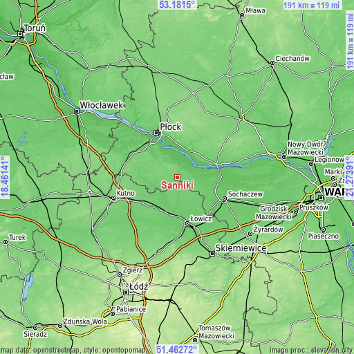 Topographic map of Sanniki