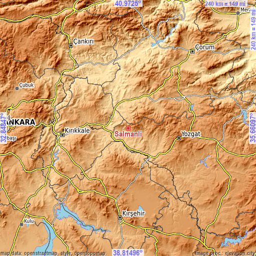 Topographic map of Salmanlı