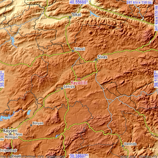 Topographic map of Kayadibi