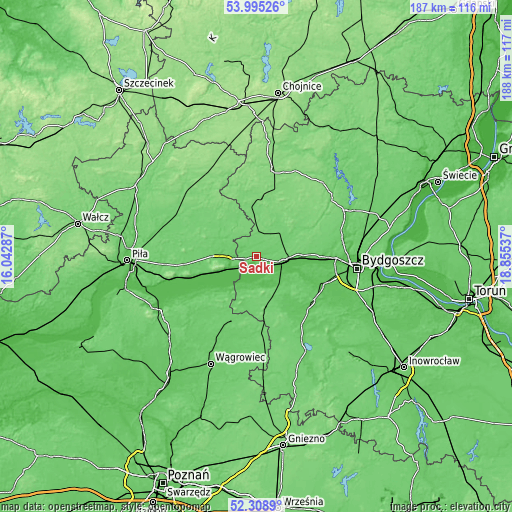 Topographic map of Sadki