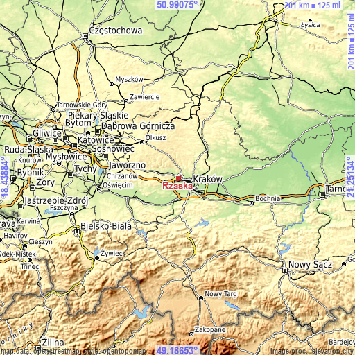 Topographic map of Rząska