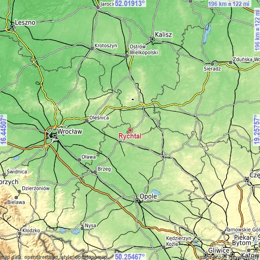 Topographic map of Rychtal