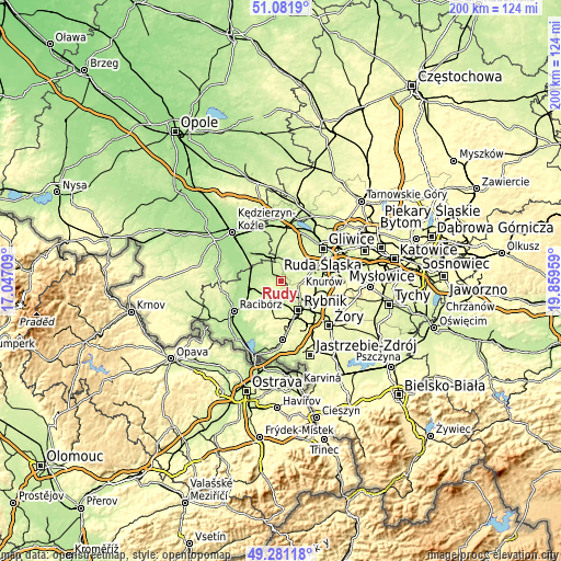 Topographic map of Rudy