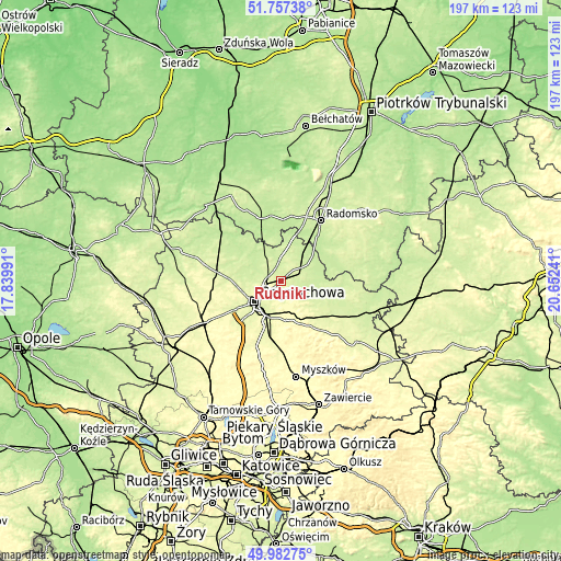 Topographic map of Rudniki