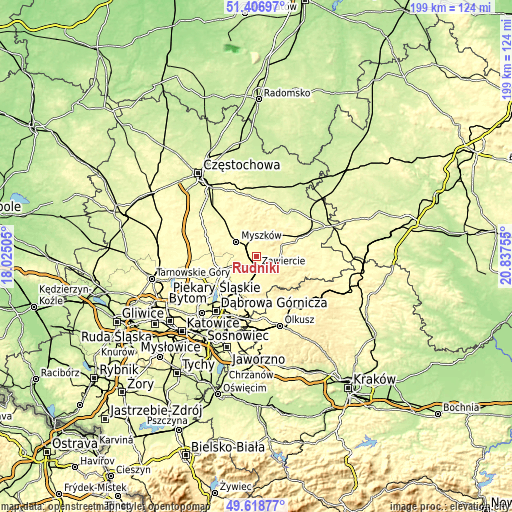 Topographic map of Rudniki
