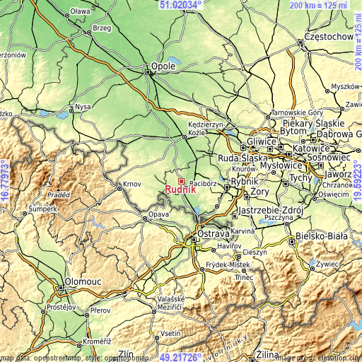 Topographic map of Rudnik