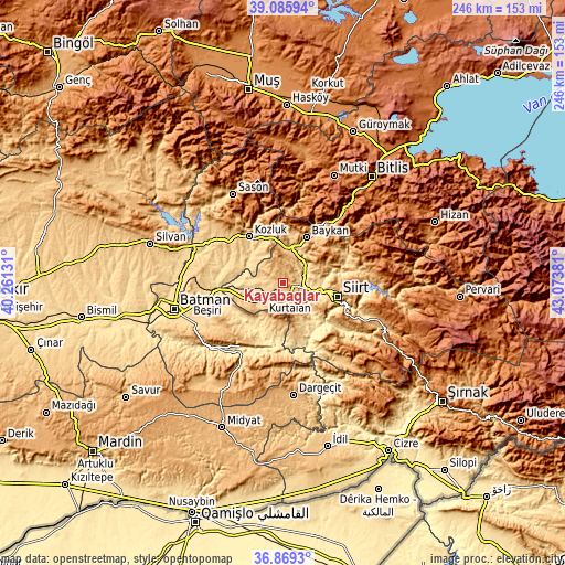 Topographic map of Kayabağlar