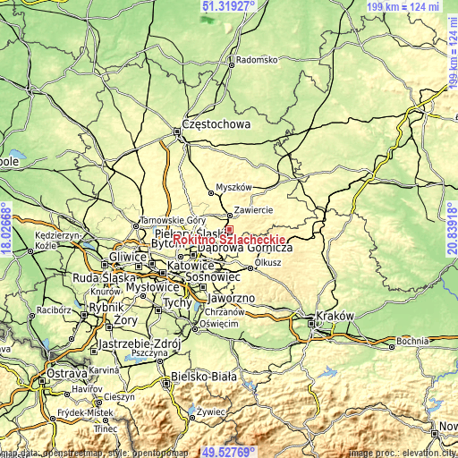Topographic map of Rokitno Szlacheckie