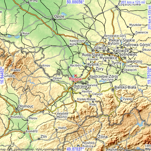 Topographic map of Rogów